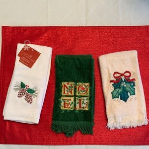3 small decorative Christmas towels